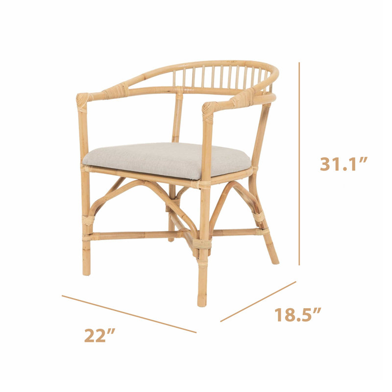 Bayou Breeze Araxi Rattan/Wicker Dining Chair with Washable Cushion ...